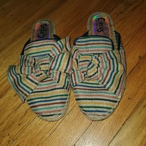 Sam Edelman open back mutli color slides with bow